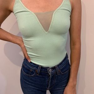 Intimately Free People Mesh Insert Ribbed Tank top